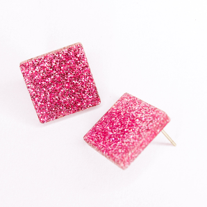 BOTTONI QUADRATI ROSA GLITTER