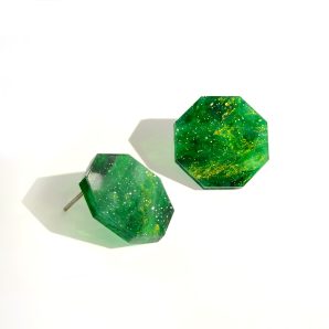 ORECCHINI BOTTONE VERDI EFFETTO MARMO FARMA BIJOUX WINTER COLLECTION