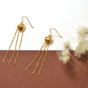 orecchini monachella pendenti cascata cuore gold