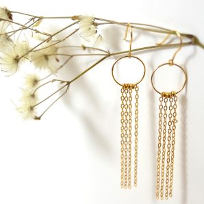orecchini pendenti anello cascata gold con monachella