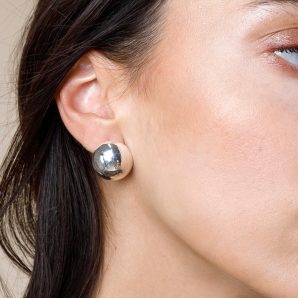 orecchini bottone semisfera silver in farmacia