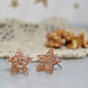 bellissimo orecchini stelle natalizie glitter gold, ideale per il natale o come idea regalo in farmacia