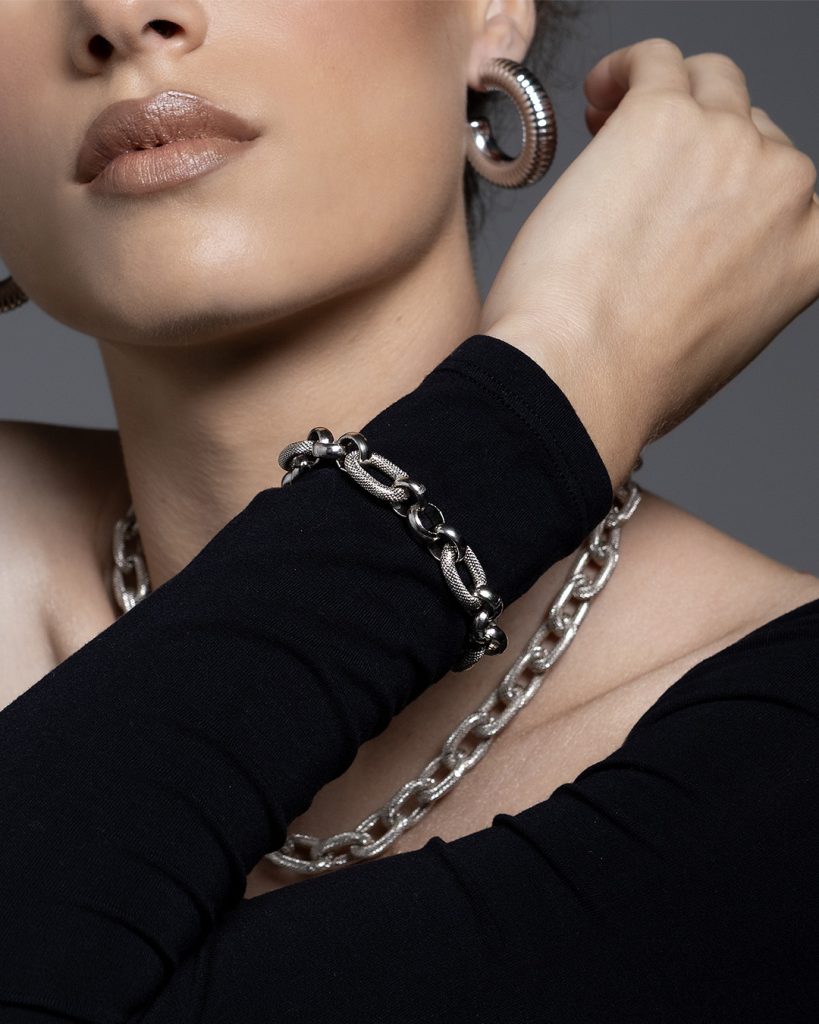 Parure collana e bracciale argento grossa